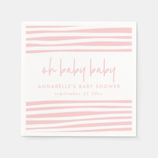roze baby shower typografie moderne partij servet (Voorkant)