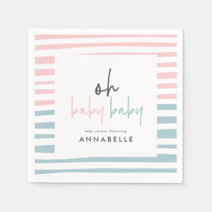 roze baby shower typografie moderne partij servet