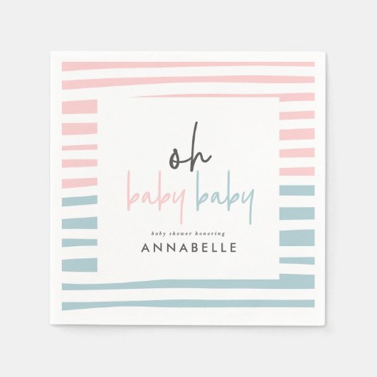 roze baby shower typografie moderne partij servet (Voorkant)
