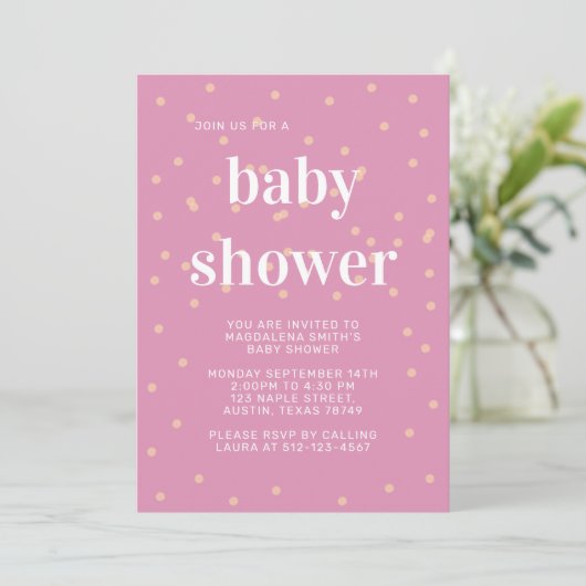 Roze Baby shower Uitnodiging (Staand voorkant)