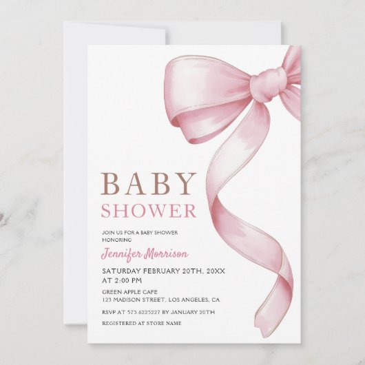 Roze Baby shower Uitnodiging (Voorkant)