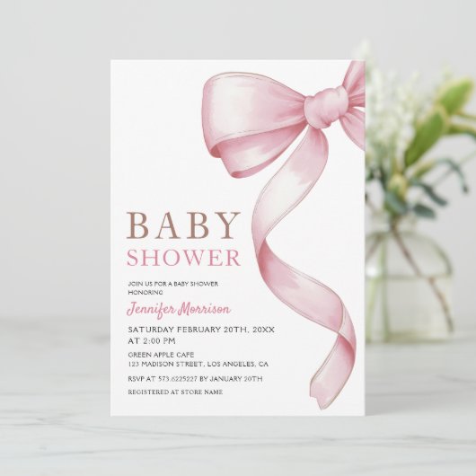 Roze Baby shower Uitnodiging (Staand voorkant)