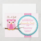 Roze Baby shower Uitnodiging (Voorkant / Achterkant)