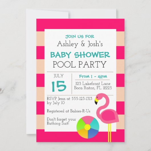 Roze Baby shower Uitnodiging (Voorkant)