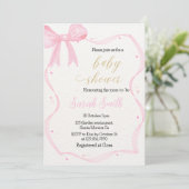 Roze Baby shower Uitnodiging (Staand voorkant)