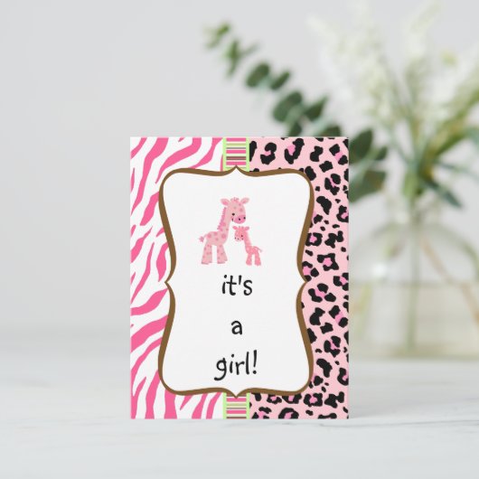 roze baby shower - uitnodiging (Staand voorkant)