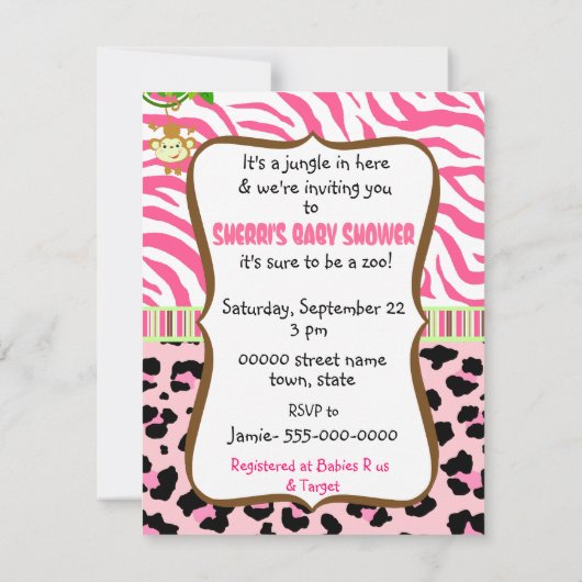 roze baby shower - uitnodiging (Achterkant)