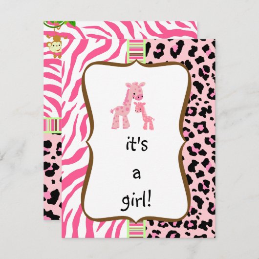 roze baby shower - uitnodiging (Voorkant / Achterkant)