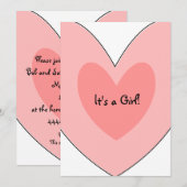 Roze Baby shower Uitnodiging (Voorkant / Achterkant)