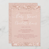 Roze Baby shower Uitnodiging (Voorkant / Achterkant)