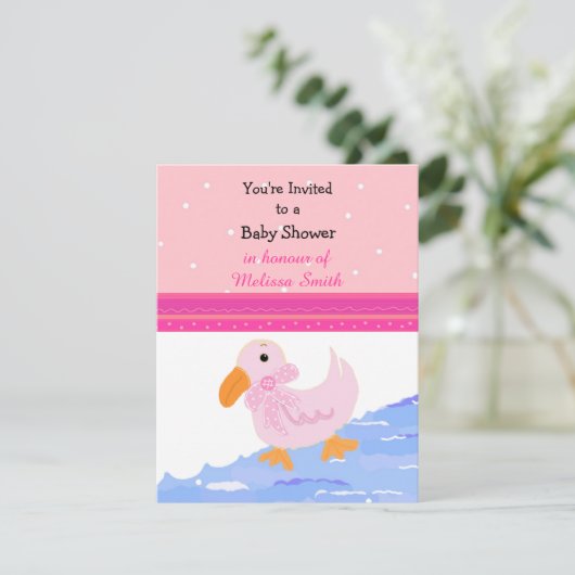 Roze Baby shower Uitnodiging (Staand voorkant)