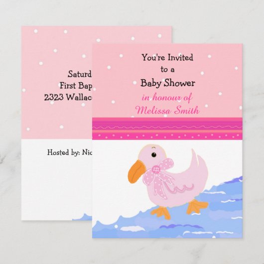 Roze Baby shower Uitnodiging (Voorkant / Achterkant)