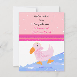 Roze Baby shower Uitnodiging