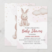 Roze Baby shower Uitnodiging (Voorkant / Achterkant)