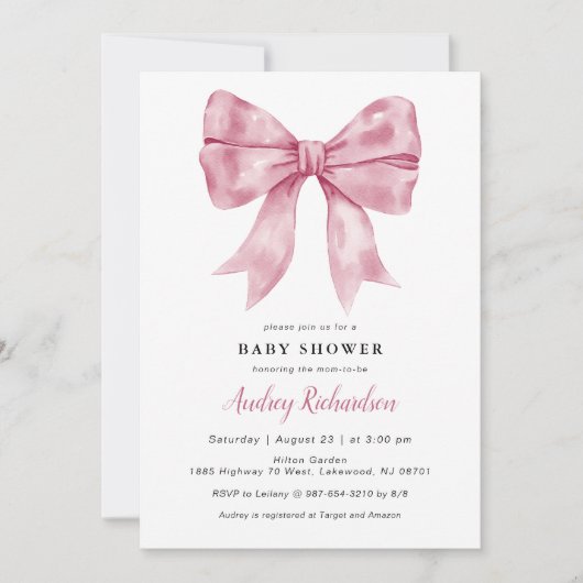 Roze Baby shower Uitnodiging (Voorkant)