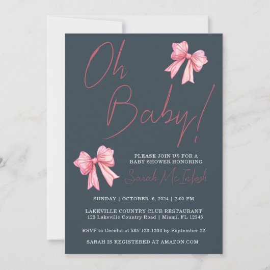 Roze Baby shower Uitnodiging (Voorkant)
