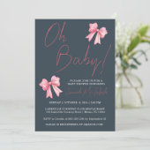 Roze Baby shower Uitnodiging (Staand voorkant)