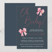 Roze Baby shower Uitnodiging (Voorkant / Achterkant)