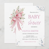 Roze Baby shower Uitnodiging (Voorkant / Achterkant)