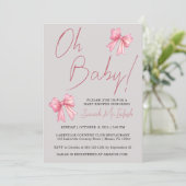 Roze Baby shower Uitnodiging (Staand voorkant)