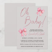 Roze Baby shower Uitnodiging (Voorkant / Achterkant)