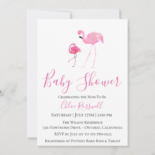 Roze Baby shower Uitnodiging (Voorkant)