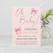 Roze Baby shower Uitnodiging (Staand voorkant)