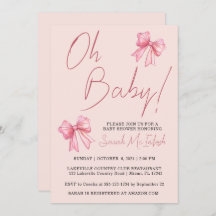 Roze Baby shower Uitnodiging