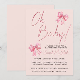 Roze Baby shower Uitnodiging