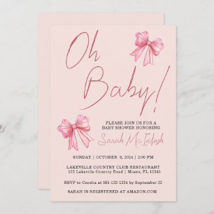 Roze Baby shower Uitnodiging