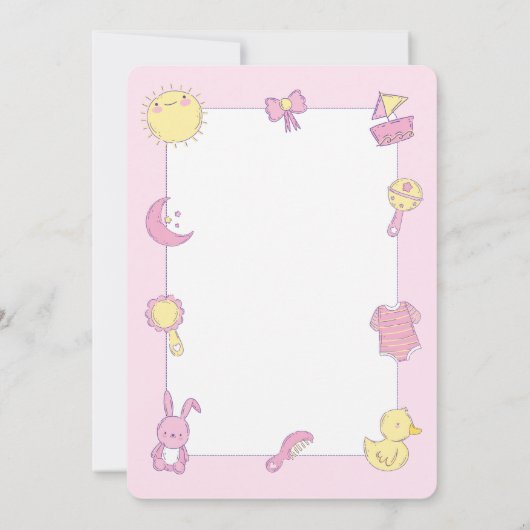 Roze Baby shower Uitnodiging (Achterkant)