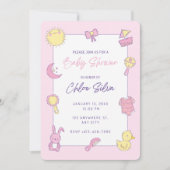 Roze Baby shower Uitnodiging (Voorkant)