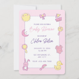 Roze Baby shower Uitnodiging