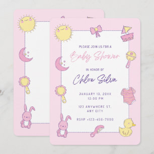 Roze Baby shower Uitnodiging