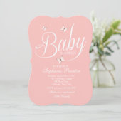 Roze Baby shower Uitnodiging (Staand voorkant)