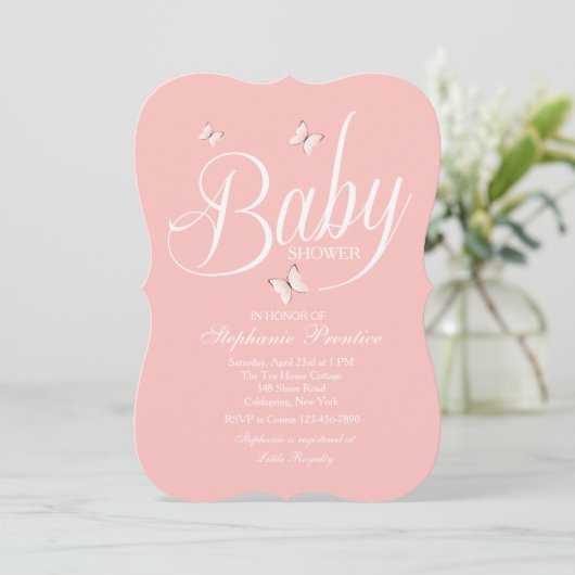 Roze Baby shower Uitnodiging (Staand voorkant)