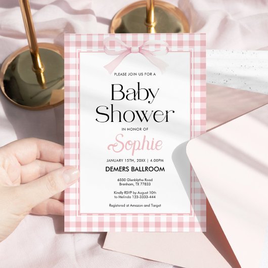 Roze Baby shower Uitnodiging