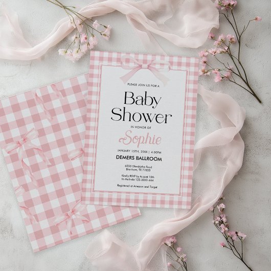 Roze Baby shower Uitnodiging