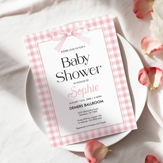 Roze Baby shower Uitnodiging