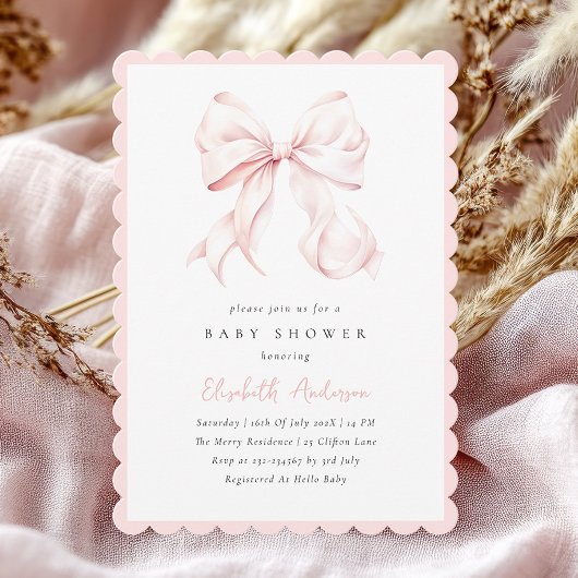 Roze Baby shower Uitnodiging