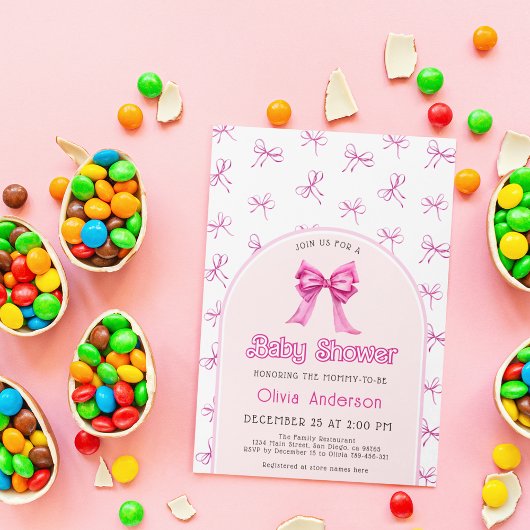 Roze Baby shower Uitnodiging