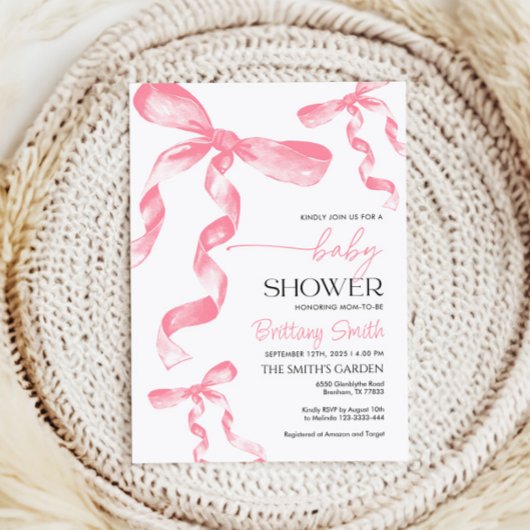 Roze Baby shower Uitnodiging