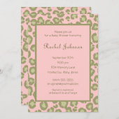 Roze Baby shower Uitnodiging (Voorkant / Achterkant)