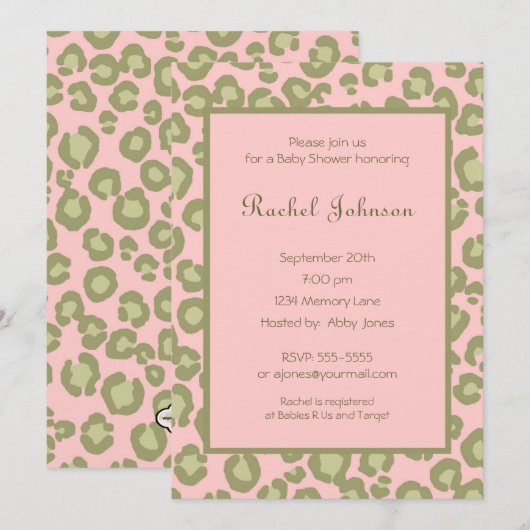 Roze Baby shower Uitnodiging (Voorkant / Achterkant)