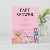 ROZE BABY SHOWER UITNODIGING (Staand voorkant)