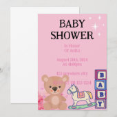 ROZE BABY SHOWER UITNODIGING (Voorkant / Achterkant)
