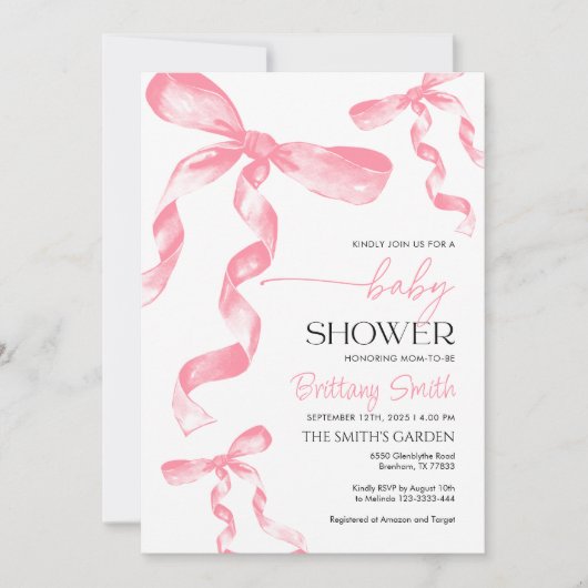 Roze Baby shower Uitnodiging (Voorkant)