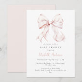 Roze Baby shower Uitnodiging (Voorkant / Achterkant)