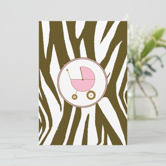 Roze Baby shower Uitnodiging (Staand voorkant)