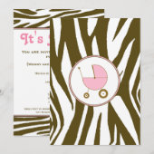 Roze Baby shower Uitnodiging (Voorkant / Achterkant)